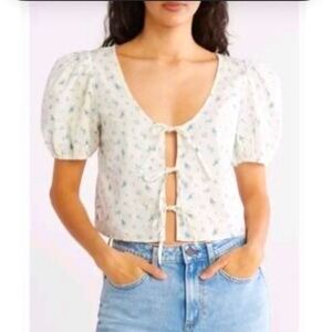 🆕 Abound Cotton Poplin Tie Front Top